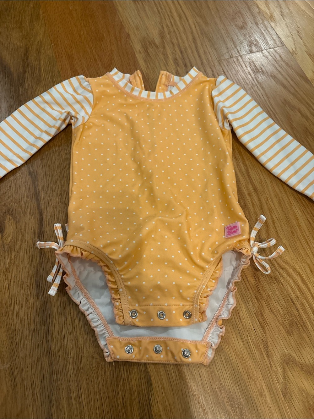 Ruffle Butts Yellow Polka Dot Long-Sleeve One-Piece